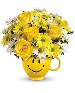 be happy flower arrangement