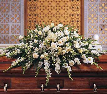 Deluxe Pure White Casket Spray by Conklyn's Flowers