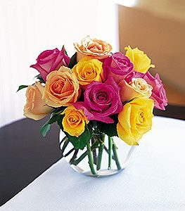 Colorful Roses in Bubble Bowl from from Conklyn's Flowers