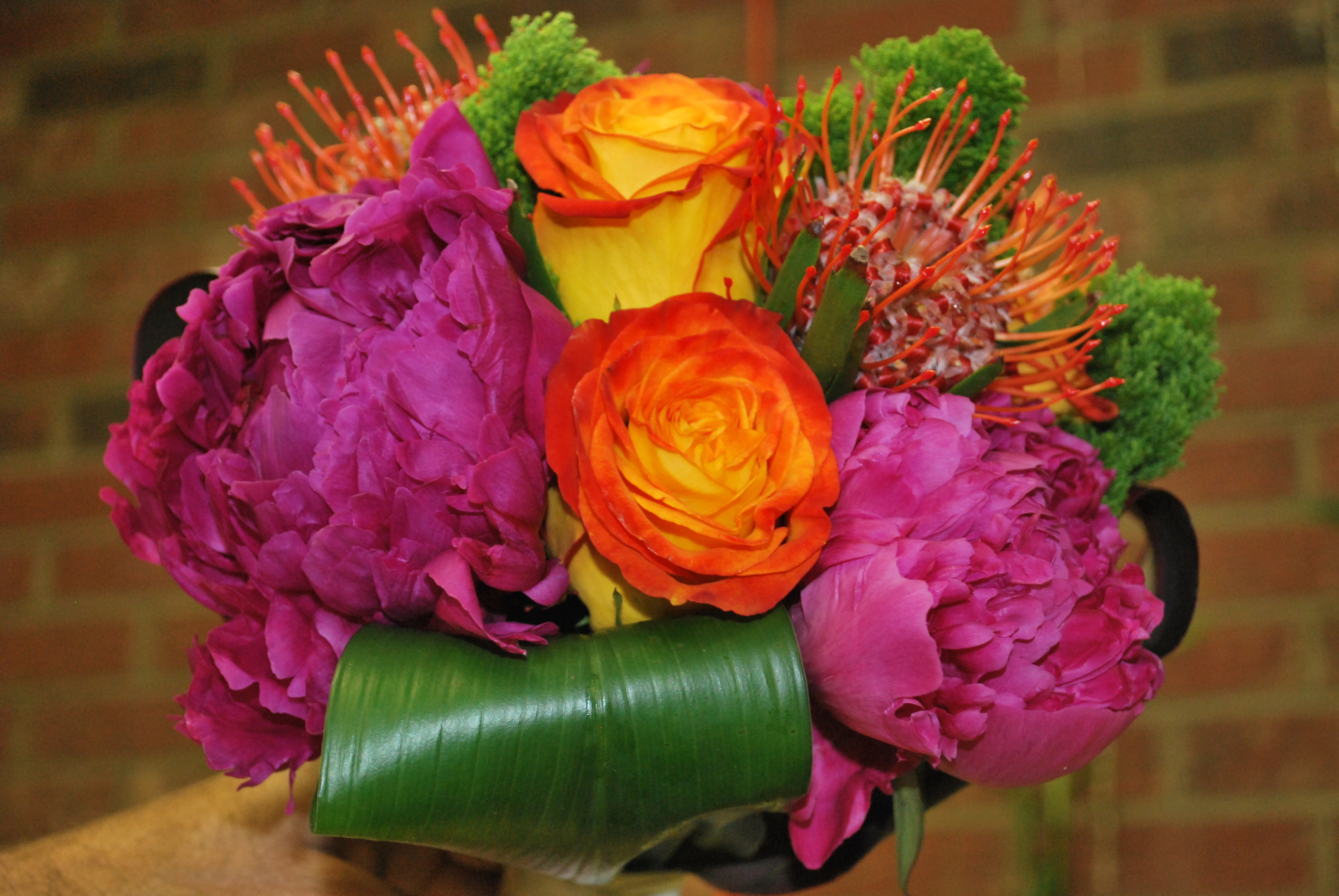 Unique and colorful flowers created a special bridal bouquet