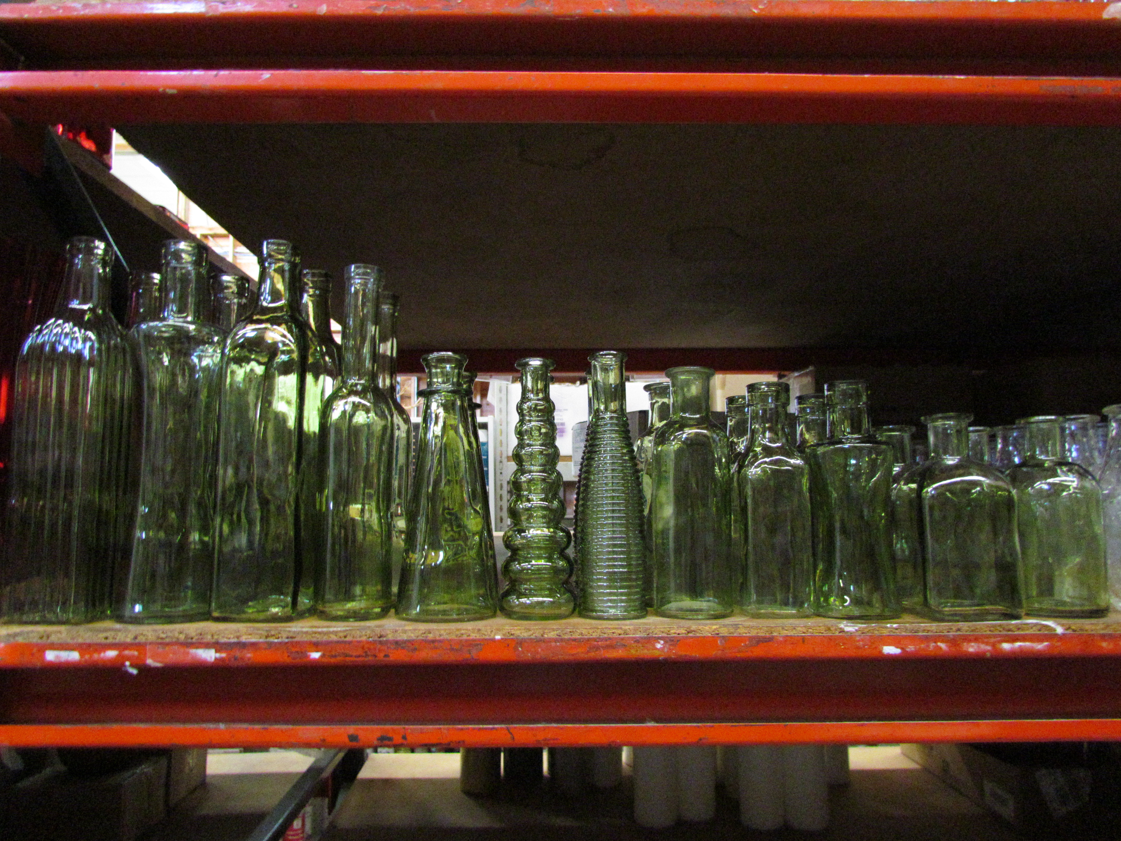 vintage green glass bottles