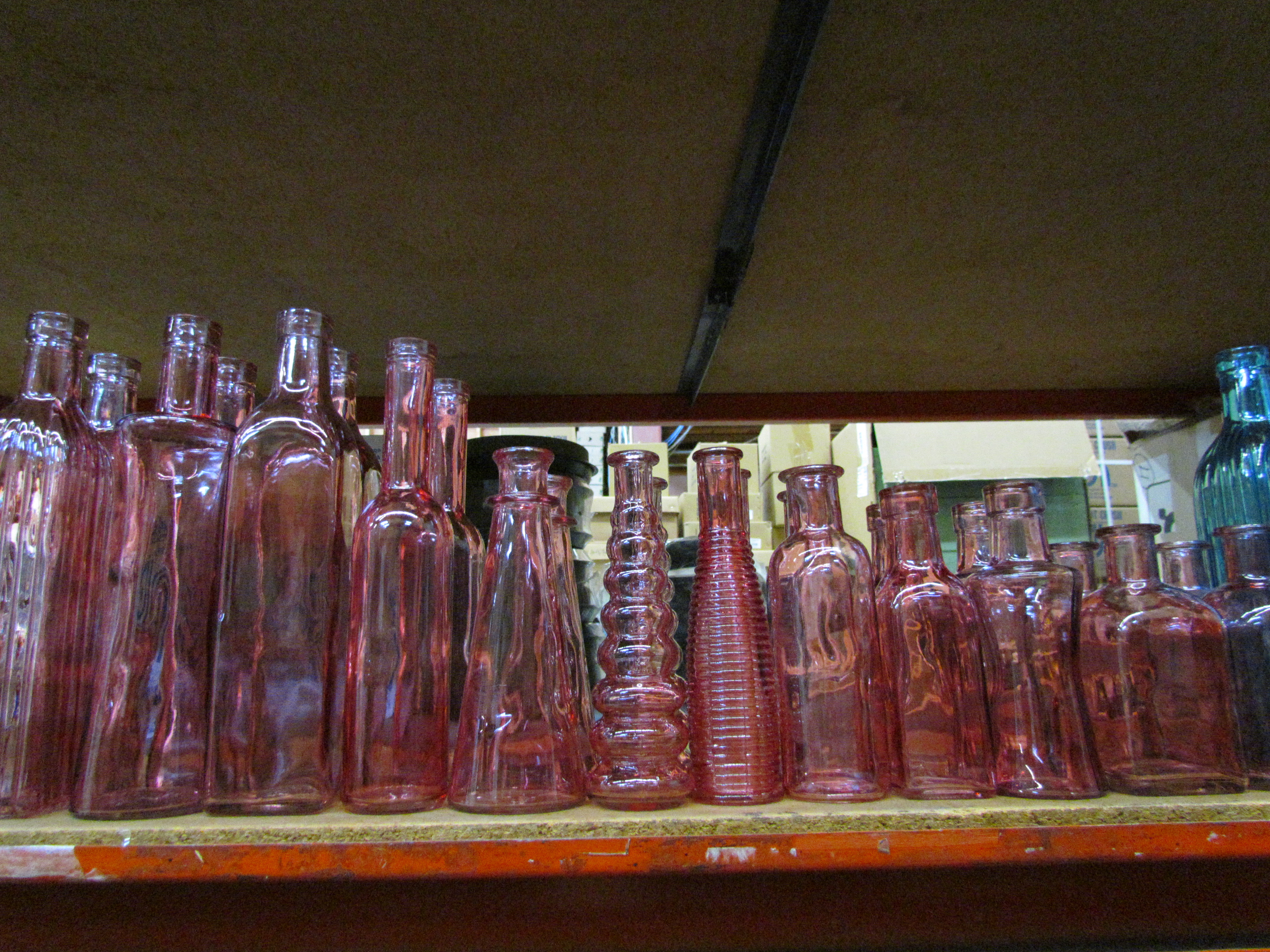 vintage pink glass bottles