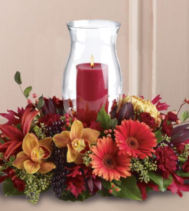 thanksgiving centerpiece with candle
