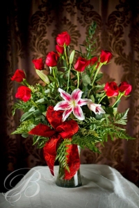 Red Roses with Lilies