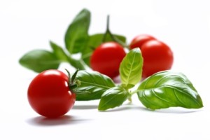 Cherry tomatoes and basil are a perfect pair.