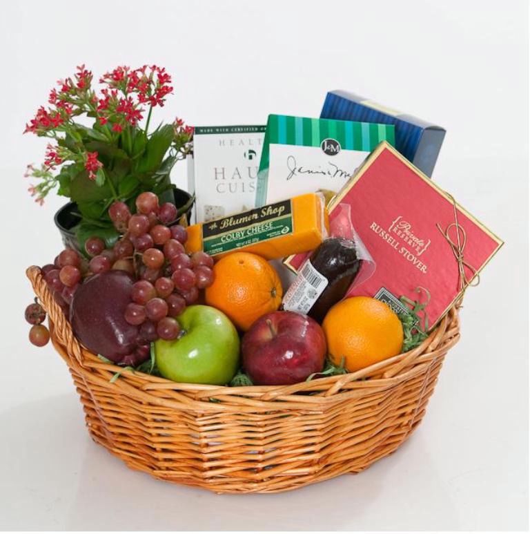 Plants and food gift basket