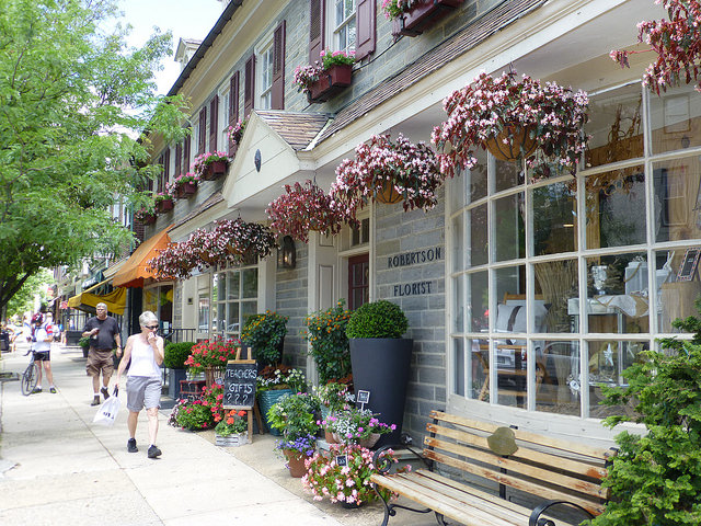 Robertson's Flowers & Events' Chestnut Hill storefront on Germantown Ave, 19118