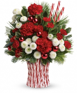 Peppermint Sticks Vase with Flowers