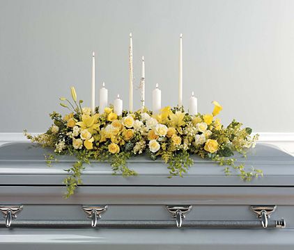 Candle Tribute Casket Spray by Durocher Florist