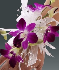 Purple and White Corsage by Rose Bud Flowers