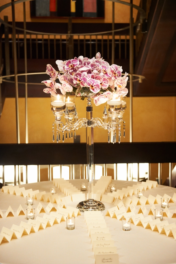 Escort table with crystal candelabra 