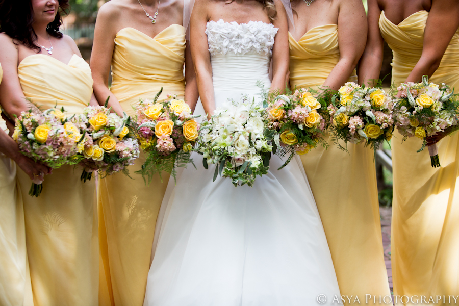Bridal party in yellow