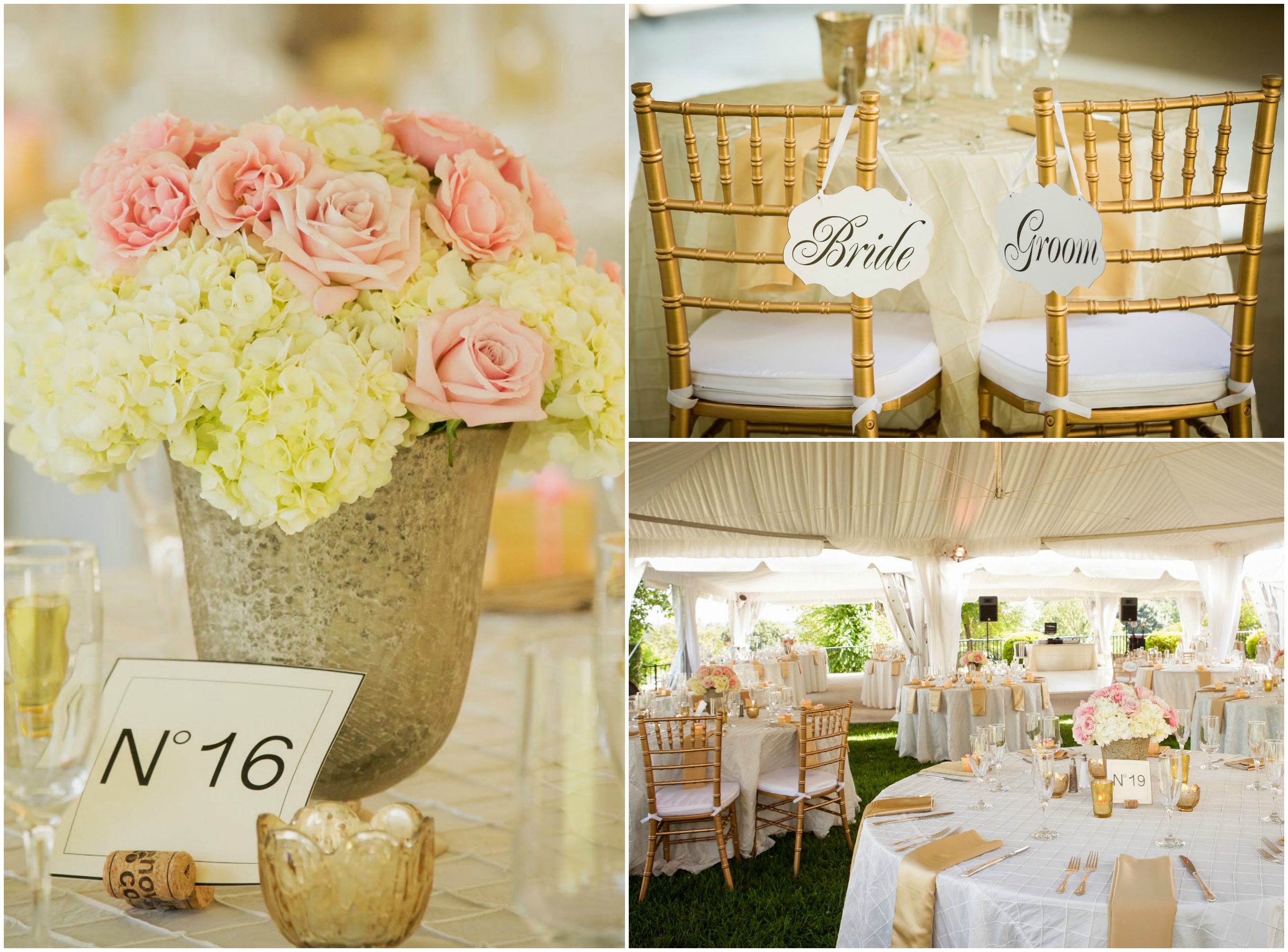 floral centerpieces, sweetheart table, pink and gold