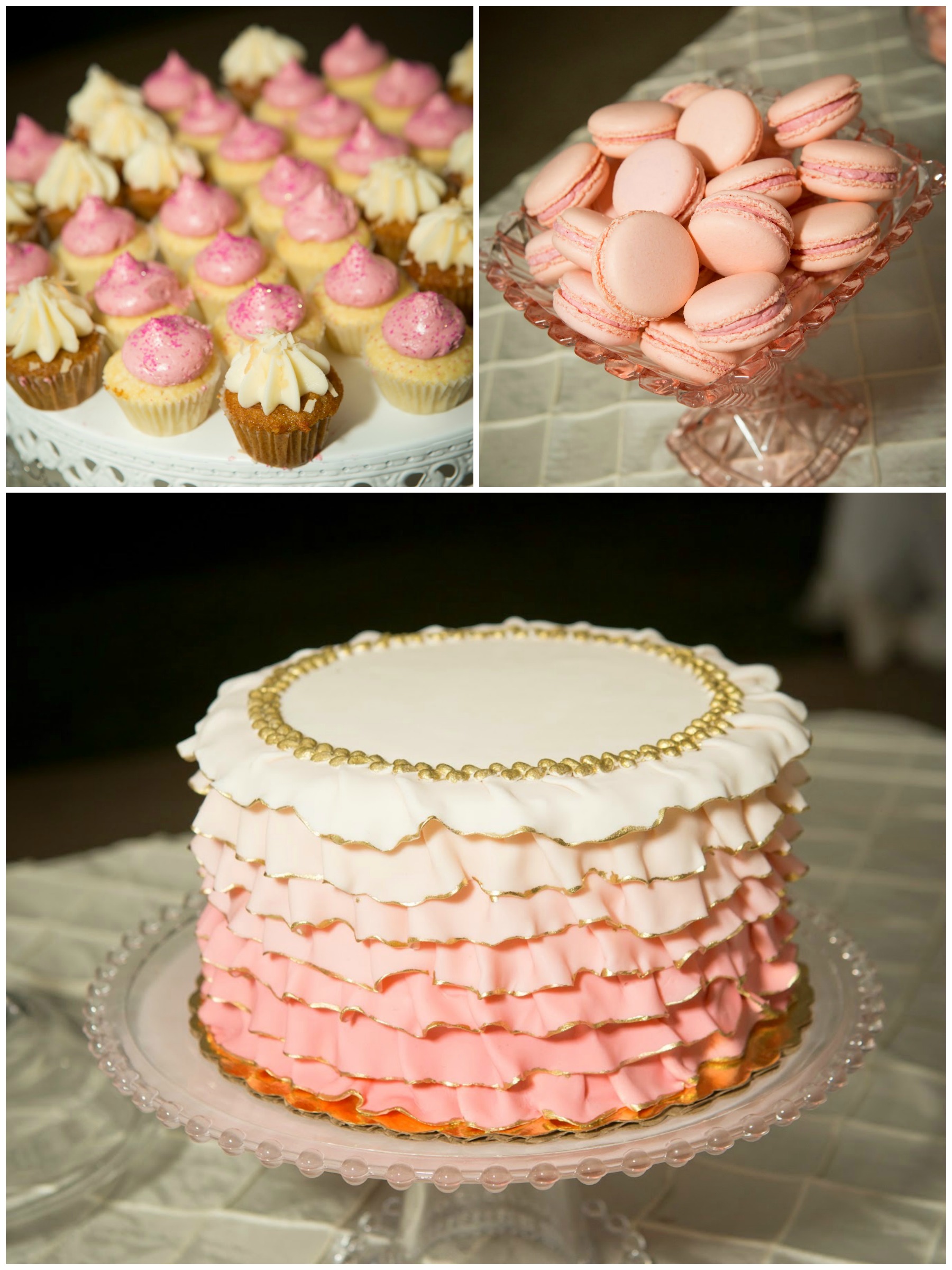 Pink and white ombre ruffled cake
