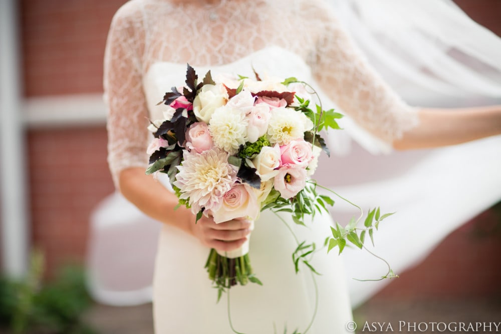 Soft pink and cream fall bridal bouquet