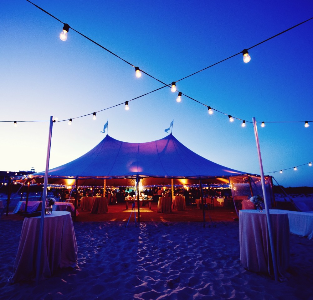 outdoor tented beach reception