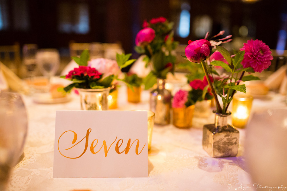 gold lettering table number