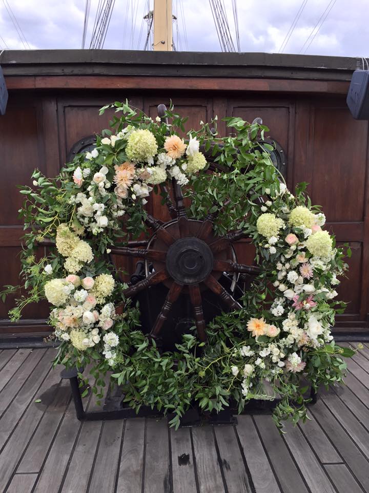 captain's wheel with flowers