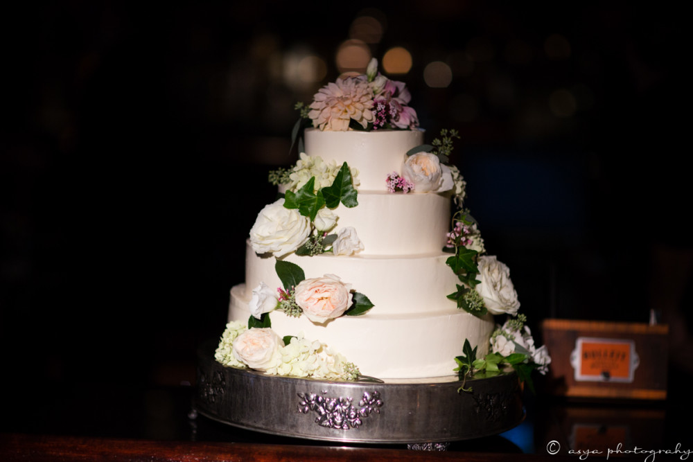 tiered wedding cake with flowers