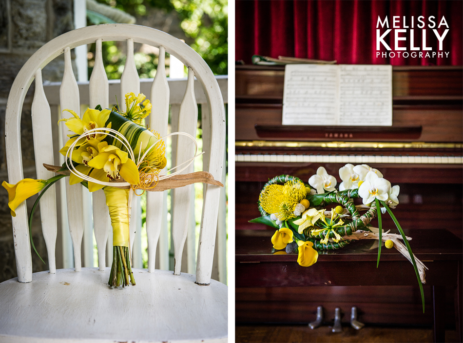 A tropical twist on a bright yellow bridal bouquet